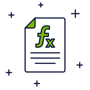 Filled outline Function mathematical symbol icon isolated on white background Illustrazione stock