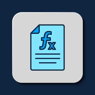 Filled outline Function mathematical symbol icon isolated on blue background Stock Illustration