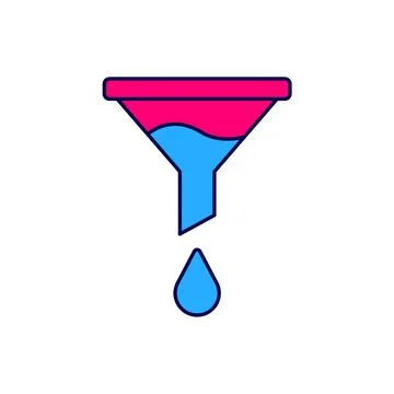 Filled outline Funnel or filter icon isolated on white background.  Vector Stock Illustration