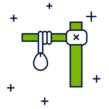 Filled outline Gallows rope loop hanging icon isolated on white background. Rope Illustrazione stock