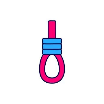 Filled outline Gallows rope loop hanging icon isolated on white background. Rope Illustrazione stock