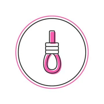 Filled outline Gallows rope loop hanging icon isolated on white background. Rope Stock Illustration