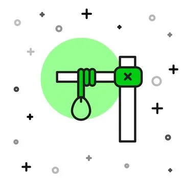 Filled outline Gallows rope loop hanging icon isolated on white background. Rope Illustrazione stock