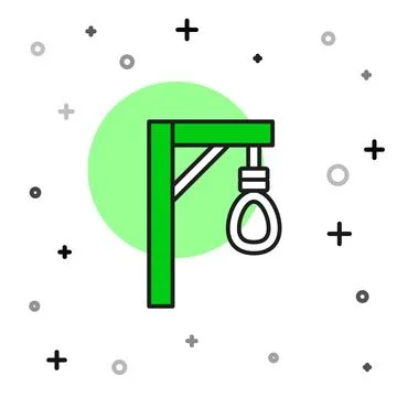 Filled outline Gallows rope loop hanging icon isolated on white background. Rope Stock Illustration