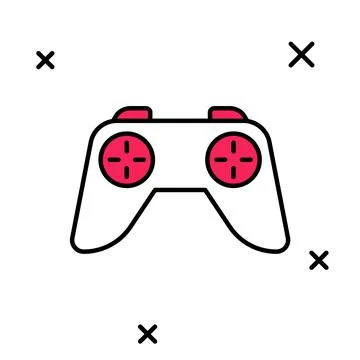 Filled outline Game controller or joystick for game console icon isolated on Stock Illustration