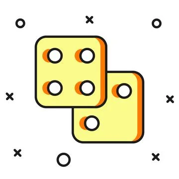 Filled outline Game dice icon isolated on white background. Casino gambling.. Stock Illustration