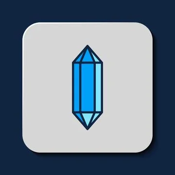 Filled outline Gem stone icon isolated on blue background. Jewelry symbol. .. Stock Illustration