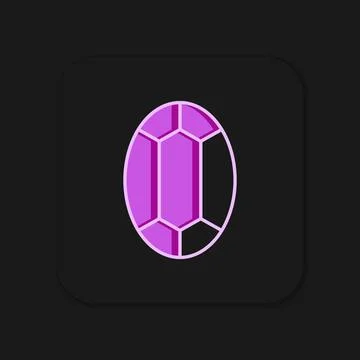 Filled outline Gem stone icon isolated on black background. Jewelry symbol... Stock Illustration