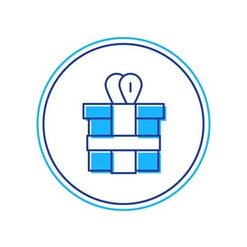 Filled outline Gift box icon isolated on white background. Vector Stock Illustration