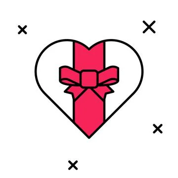 Filled outline Gift box icon isolated on white background. Merry Christmas and 스톡 일러스트