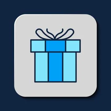 Filled outline Gift box icon isolated on blue background. Valentines day. Vector 스톡 일러스트
