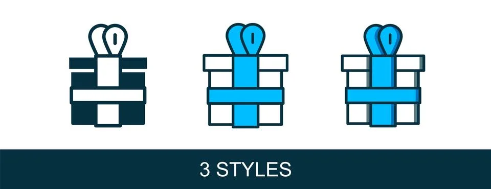 Filled outline Gift box icon isolated on white background.  Vector 库存插图