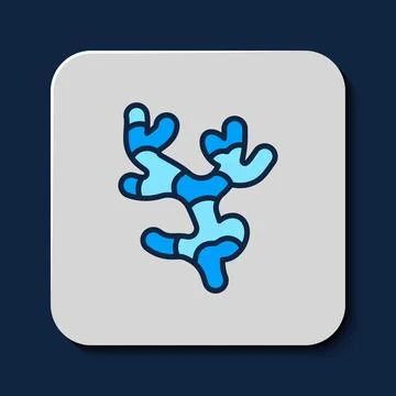 Filled outline Ginger root icon isolated on blue background. Vector Иллюстрация