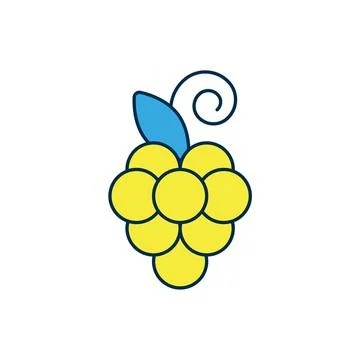 Filled outline Grape fruit icon isolated on white background. Vector Stock Illustration