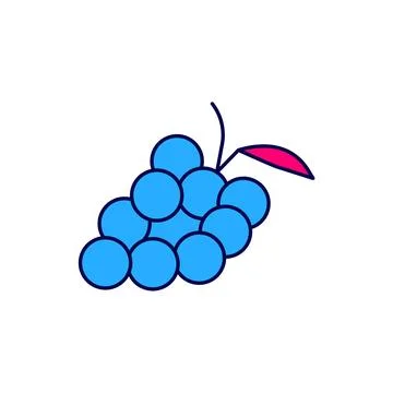 Filled outline Grape fruit icon isolated on white background.  Vector Ilustración de archivo