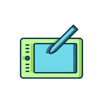 Filled outline Graphic tablet icon isolated on white background. Flat fille.. Stock Illustration