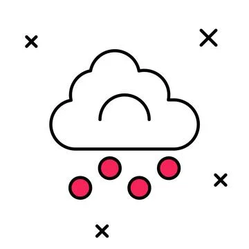 Filled outline Hail cloud icon isolated on white background. Vector 스톡 일러스트