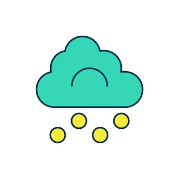 Filled outline Hail cloud icon isolated on white background. Vector Stock Illustration
