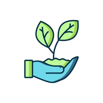 Filled outline Hand hold a leaf of the plant icon isolated on white backgro.. Stock Illustration