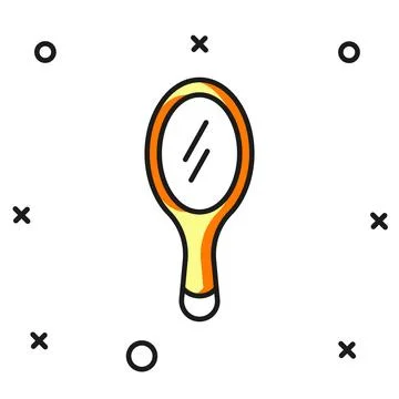 Filled outline Hand mirror icon isolated on white background. Flat filled o.. Stock Illustration