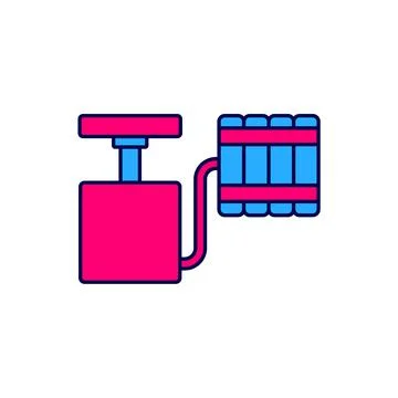 Filled outline Handle detonator for dynamite icon isolated on white backgroun Stock Illustration