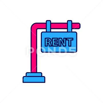 For rent sign line icon Royalty Free Vector Image