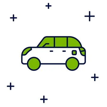 Filled outline Hatchback car icon isolated on white background.  Vector Stock Illustration