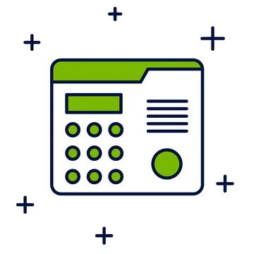 Filled outline House intercom system icon isolated on white background.  Vect Stock Illustration