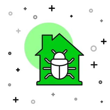Filled outline House system bug concept icon isolated on white background. Code Stockillustratie