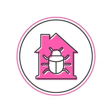 Filled outline House system bug concept icon isolated on white background. Co 库存插图