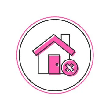 Filled outline House with wrong mark icon isolated on white background. Home and Stock Illustration