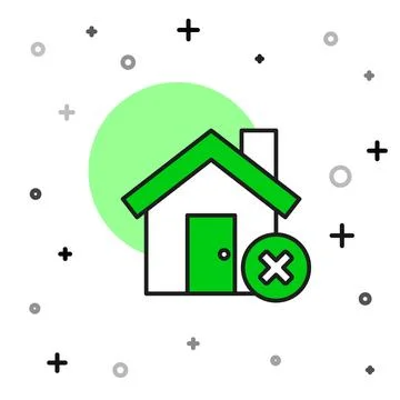 Filled outline House with wrong mark icon isolated on white background. Home and Stock Illustration