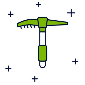 Filled outline Ice axe icon isolated on white background. Montain climbing Stock Illustration
