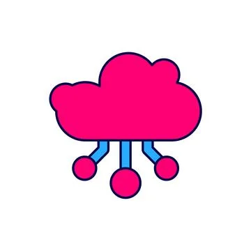 Filled outline Internet of things icon isolated on white background. Cloud Stock Illustration