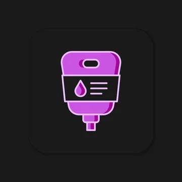 Filled outline IV bag icon isolated on black background. Blood bag. Donate .. Stock Illustration