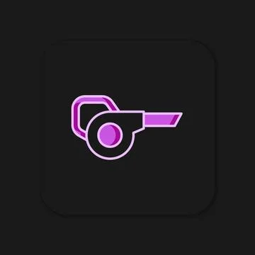 Filled outline Leaf garden blower icon isolated on black background. Flat f.. Illustrazione stock