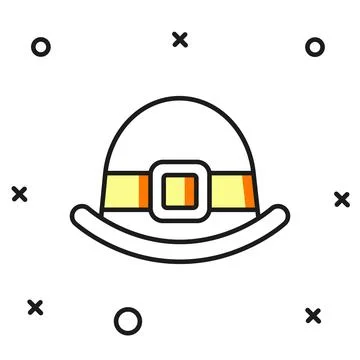 Filled outline Leprechaun hat icon isolated on white background. Happy Sain.. Stock Illustration