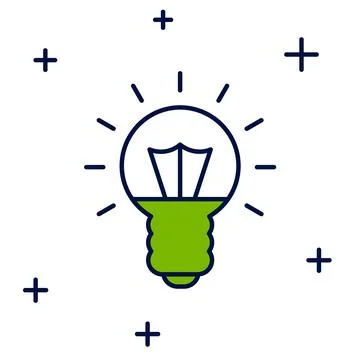 Filled outline Light bulb with concept of idea icon isolated on white backg.. 스톡 일러스트