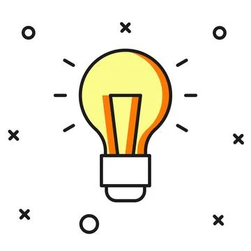 Filled outline Light bulb with concept of idea icon isolated on white backg.. Stock Illustration