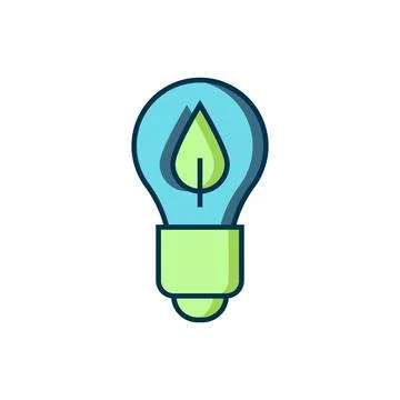 Filled outline Light bulb with leaf icon isolated on white background. Eco .. Stock Illustration
