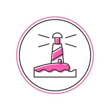 Filled outline Lighthouse icon isolated on white background.  Vector Ilustración de archivo