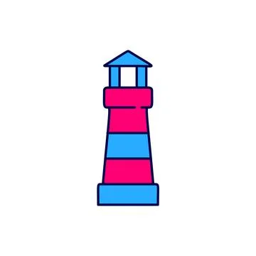Filled outline Lighthouse icon isolated on white background.  Vector Ilustración de archivo