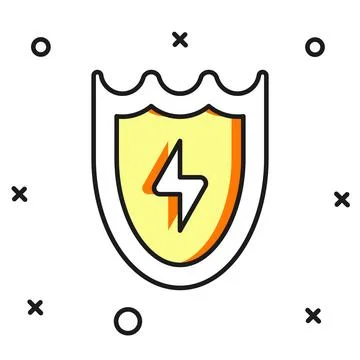 Filled outline Lightning and shield icon isolated on white background. High.. Stock Illustration