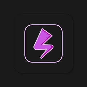 Filled outline Lightning bolt icon isolated on black background. Flash sign.. Stock Illustration
