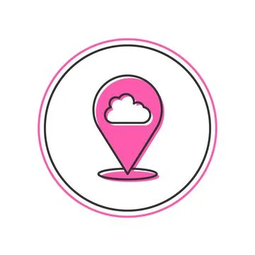 Filled outline Location cloud icon isolated on white background.  Vector イラスト素材