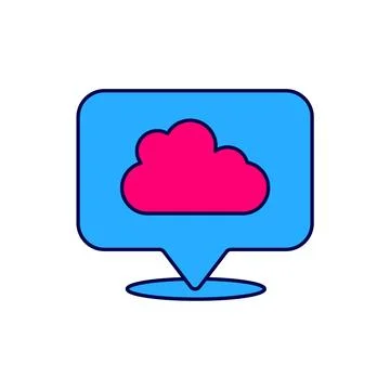 Filled outline Location cloud icon isolated on white background. Vector Stockillustratie