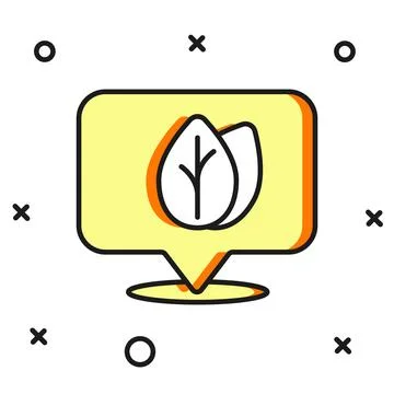 Filled outline Location pin with leaf inside icon isolated on white backgro.. Stock Illustration