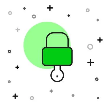 Filled outline Lock and key icon isolated on white background. Padlock sign.. Stock Illustration