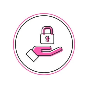 Filled outline Lock in hand icon isolated on white background. Padlock sign.. 库存插图