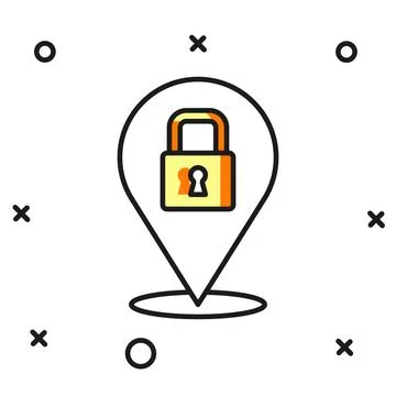 Filled outline Lock icon isolated on white background. Padlock sign. Securi.. Stock Illustration
